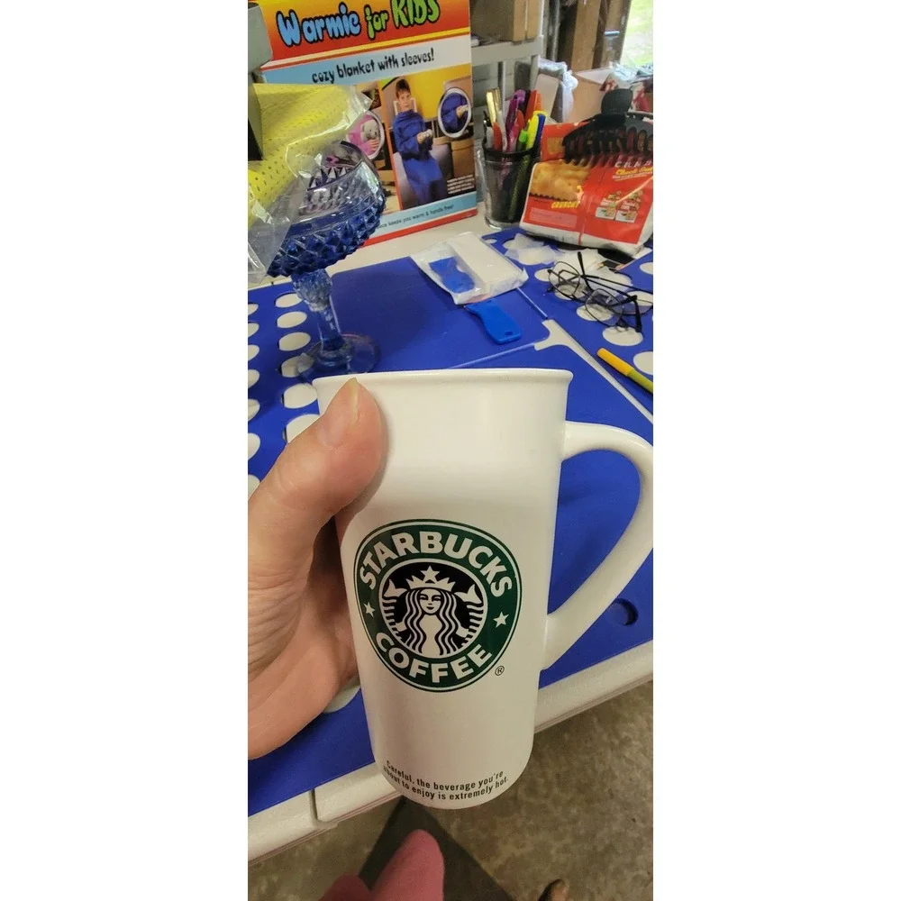 2006‎ Starbucks White Green Oringal Logo Cremica Coffe Tea 16 Oz Mug